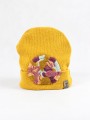 żółta czapka beanie  z haftem